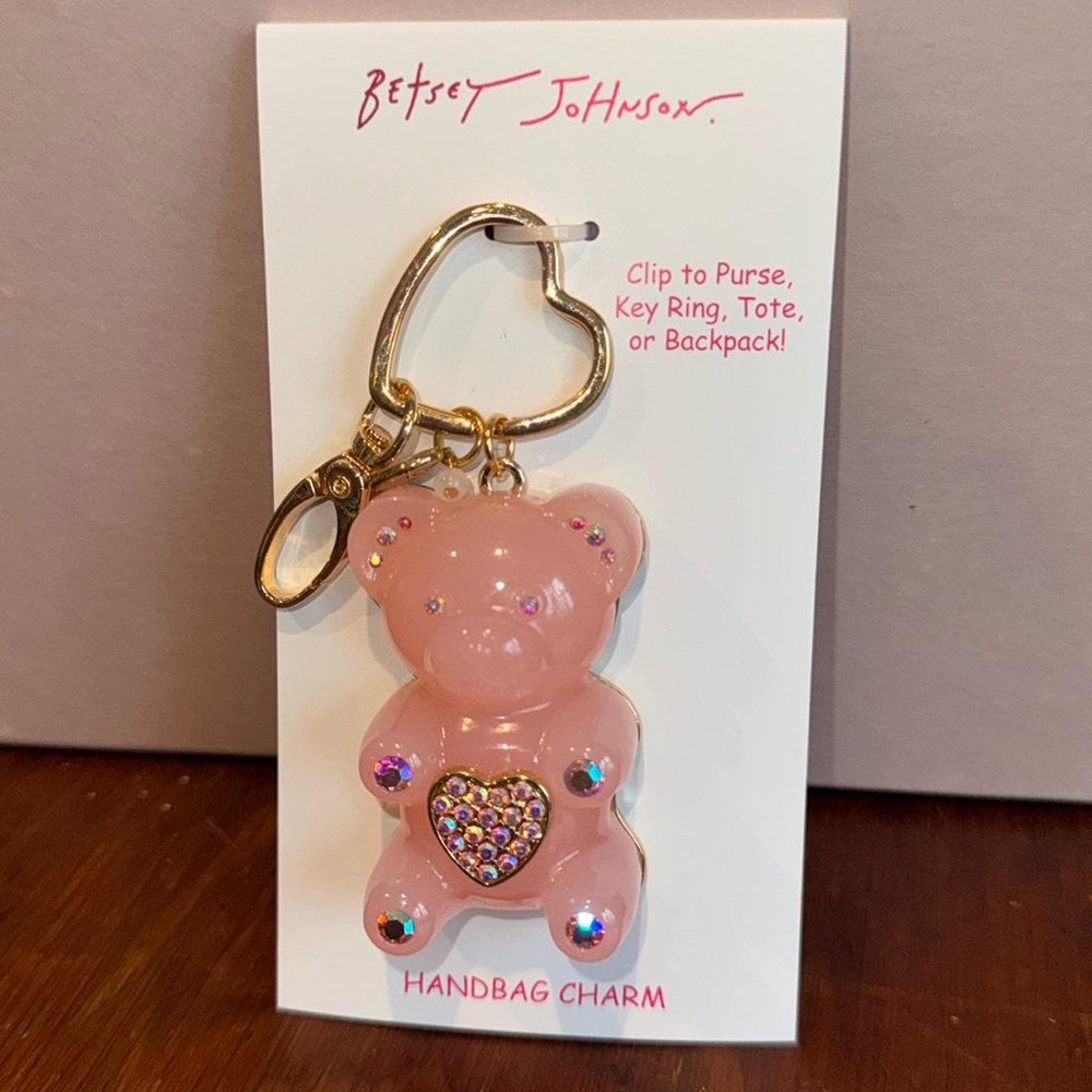 Betsy Johnson Pink Bear Handbag Charm